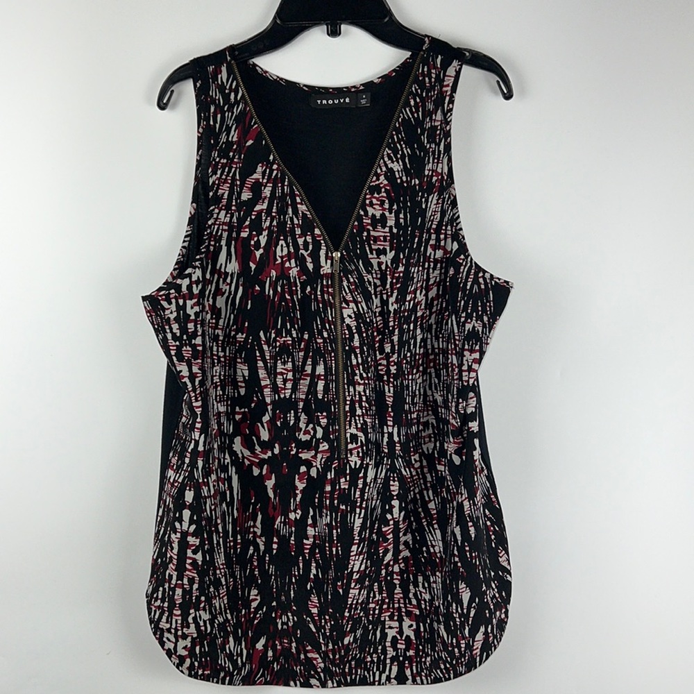 Trouvé Nordstrom Black & Red & White Zipper Tank Top Sz: M